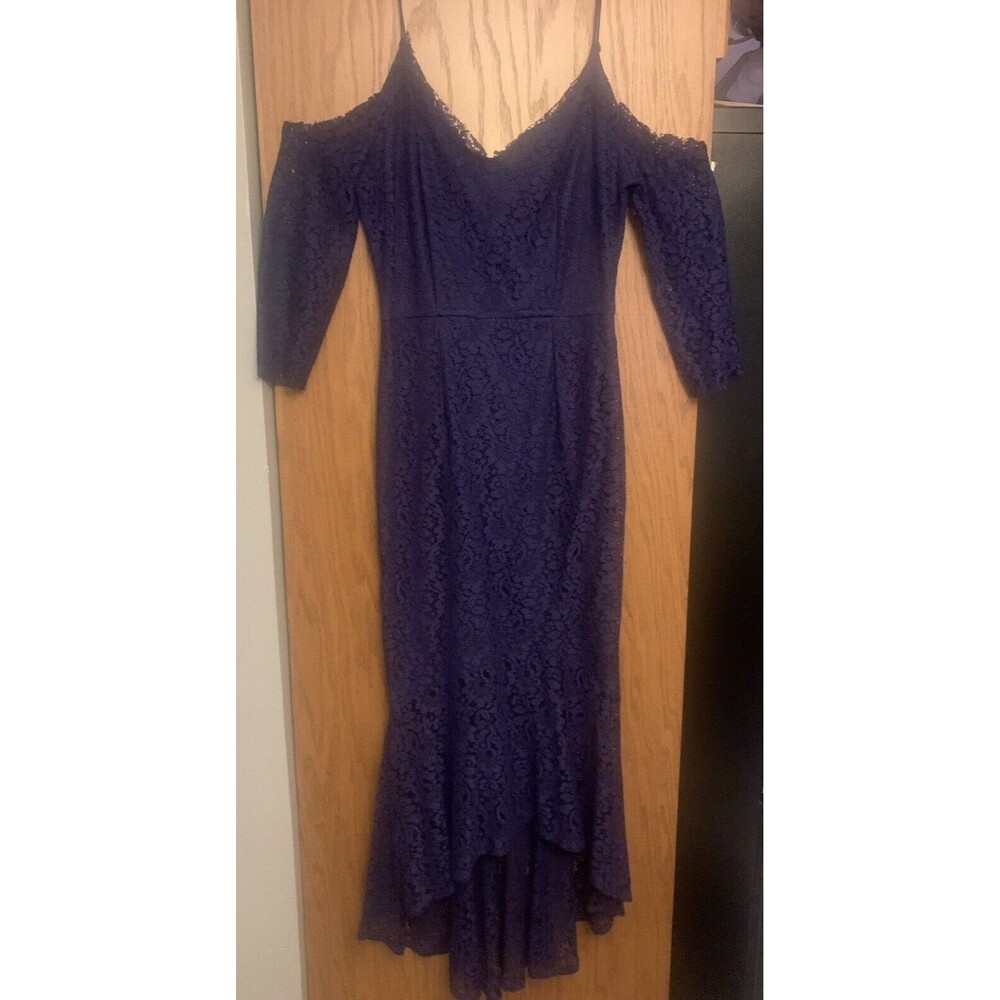 blue Cocktail dress Women's Long Sleeve Mermaid Lace High Low .Roskik
